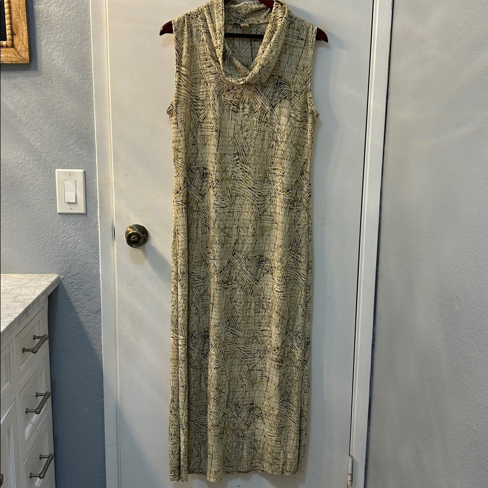 RAFAEL Sleeveless Maxi Dress - Cream and Brown, Sz M